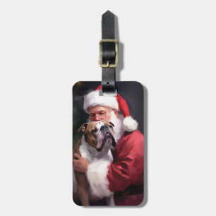 Pitbull With Santa Claus Festive Christmas Luggage Tag