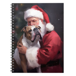 Pitbull With Santa Claus Festive Christmas Notebook