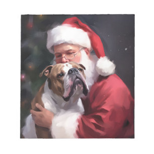 Pitbull With Santa Claus Festive Christmas Notepad