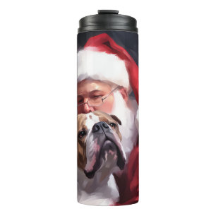 Pitbull With Santa Claus Festive Christmas Thermal Tumbler