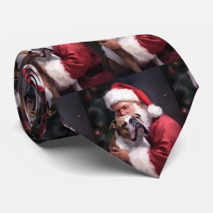 Pitbull With Santa Claus Festive Christmas Tie
