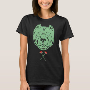 Pitbull With Two Flowers T-Shirt