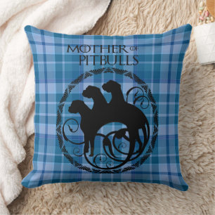 Pitbulls on Plaid Cushion