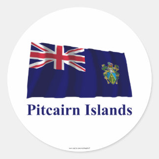 Pitcairn Islands Waving Flag with Name Classic Round Sticker