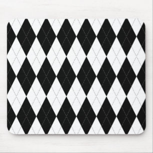 Pitch Black Argyle White Small Diamond Shape Mouse Mat