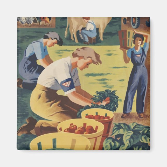 Pitch in and Help Join the Women's Land Army Magnet (Front)