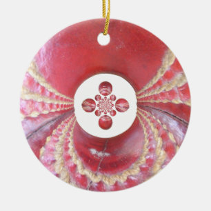 Pitch Kaleidoscope: Cricket Balls The Game's Heart Ceramic Tree Decoration