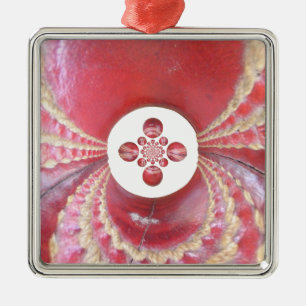 Pitch Kaleidoscope: Cricket Balls The Game's Heart Metal Tree Decoration
