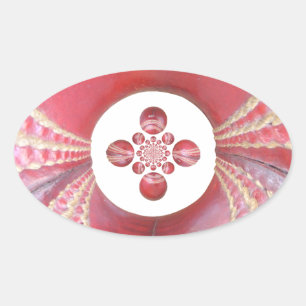 Pitch Kaleidoscope: Cricket Balls The Game's Heart Oval Sticker