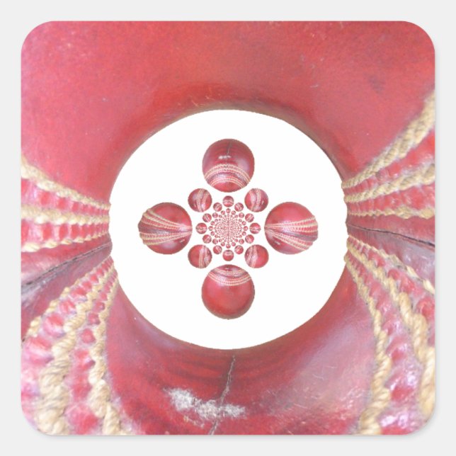 Pitch Kaleidoscope: Cricket Balls The Game's Heart Square Sticker (Front)