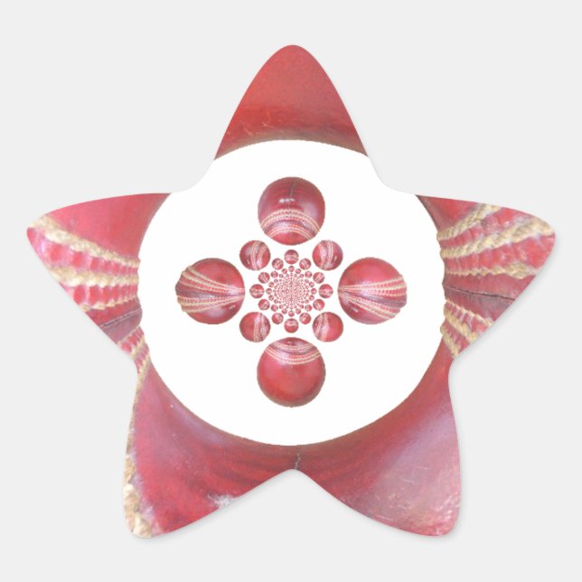 Pitch Kaleidoscope: Cricket Balls The Game's Heart Star Sticker (Front)