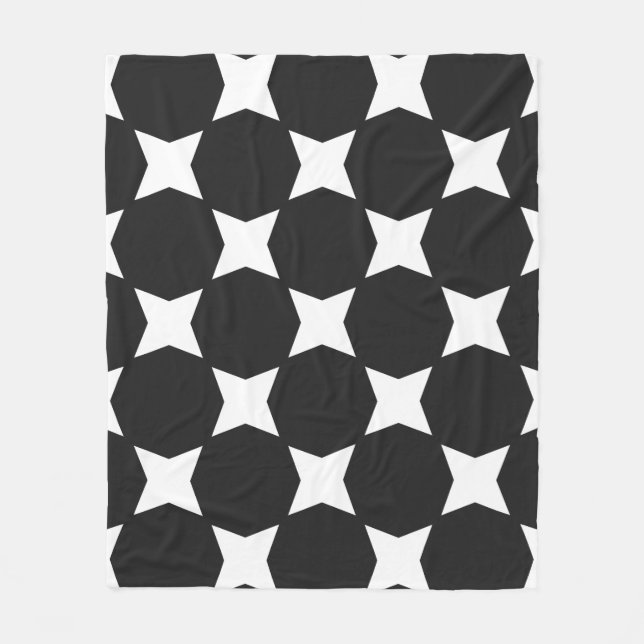 Pitch Pastel & Soft White Star Pattern Design Fleece Blanket (Front)