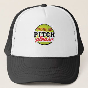 Pitch Please Funny Softball Player Batter Trucker Hat