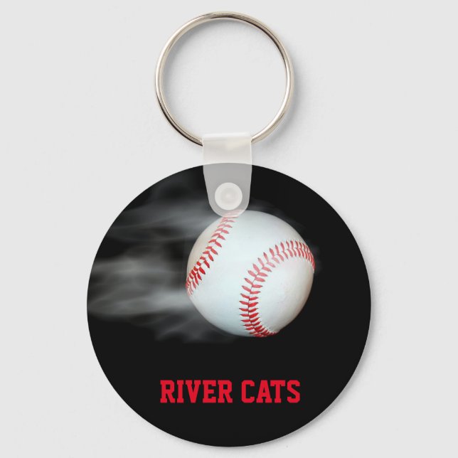 Pitch The Ball Baseball Team Player Personalised Key Ring (Front)