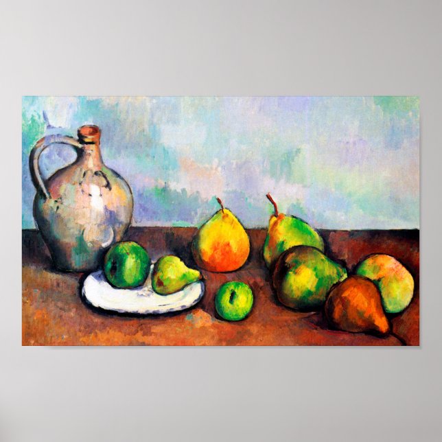 Pitcher and Fruit, Paul Cezanne Poster (Front)