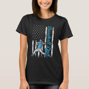 Pitcher Baseball  For Men Baseball Dad American Fl T-Shirt