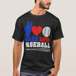 Pitcher Catcher Saying Peace Love Baseball T-Shirt