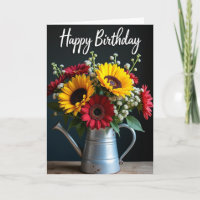 Pitcher Flowers Birthday Card