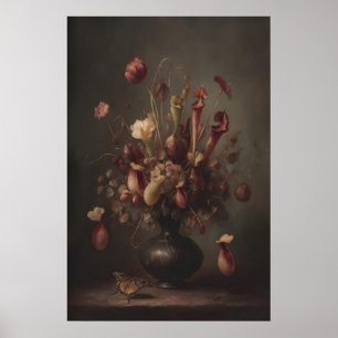 Pitcher Plants And Butterfly Wild Florals In Poster