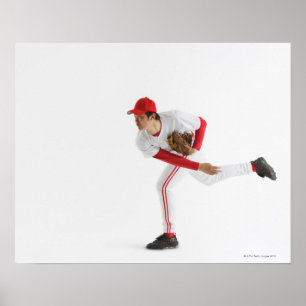 Pitcher Throwing Baseball Poster