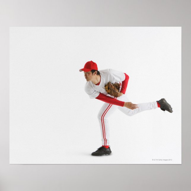 Pitcher Throwing Baseball Poster (Front)
