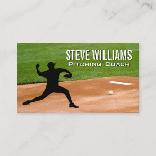 Pitching Mound   Pitcher Throwing Ball Logo Business Card
