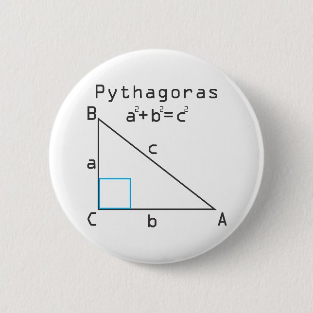 Pithagoras Theorem 6 Cm Round Badge (Front)