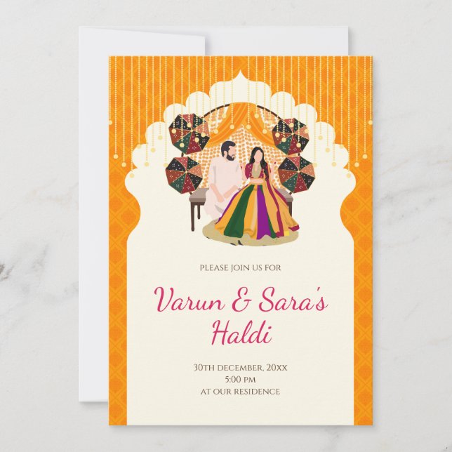 Pithi invitations Haldi invitations, Mayoun invite (Front)