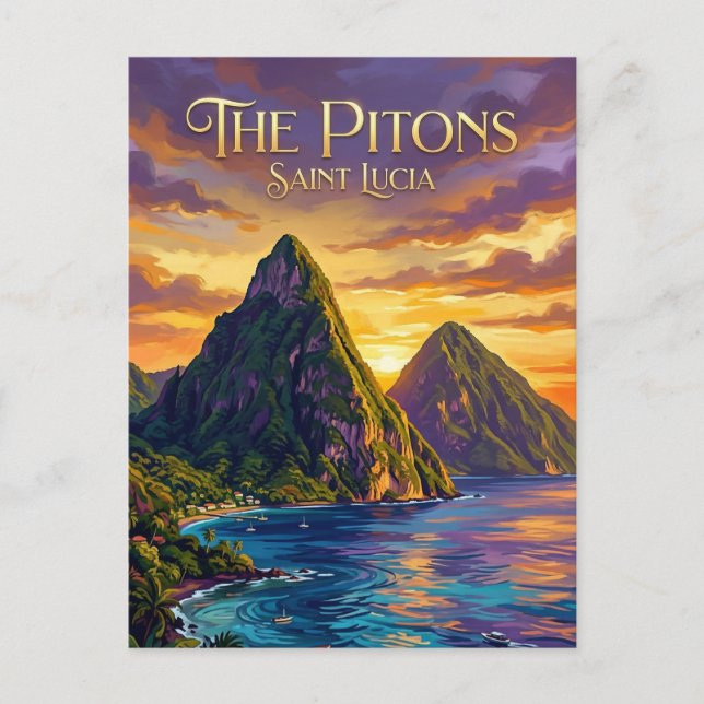 Pitons Saint Lucia Postcard (Front)