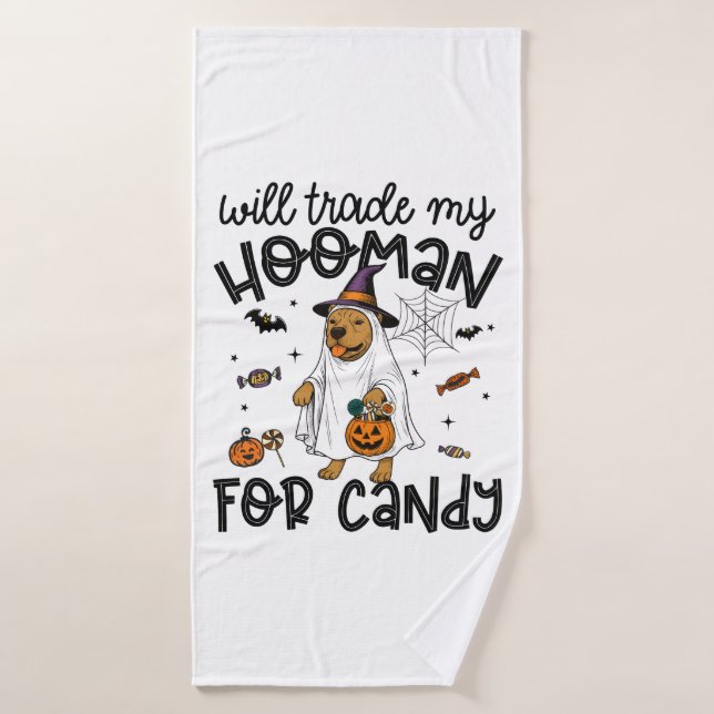 Pitpull Dog Halloween Ghost Spooky Bath Towel (Bath Towel)