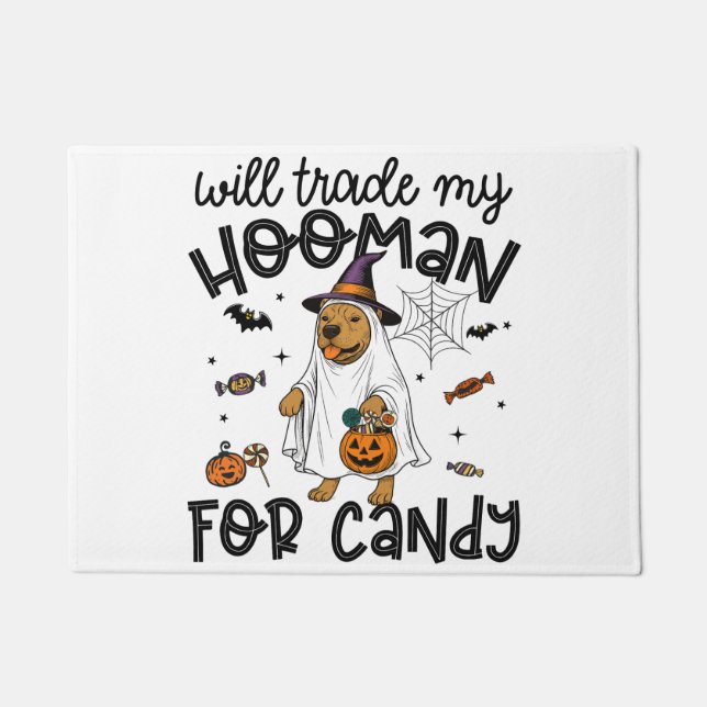 Pitpull Dog Halloween Ghost Spooky Doormat (Front)
