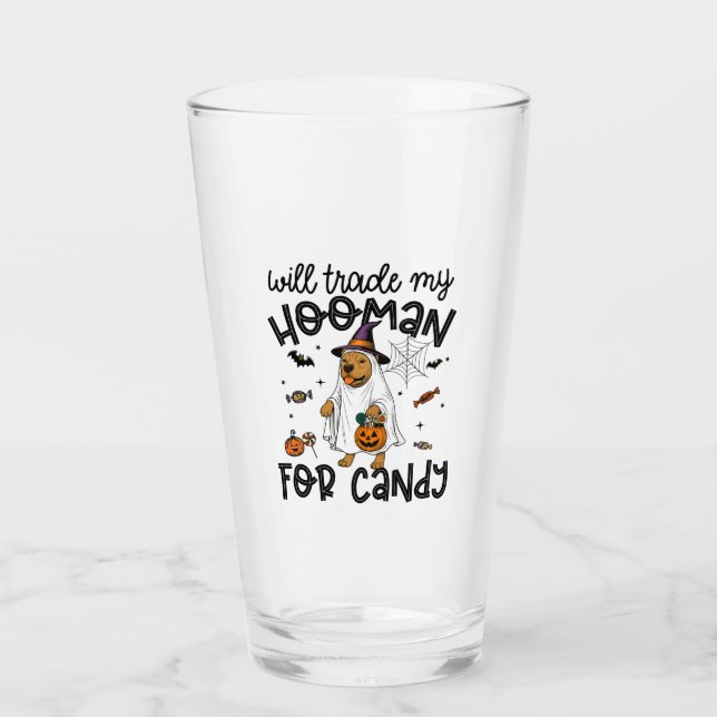 Pitpull Dog Halloween Ghost Spooky Glass (Front)