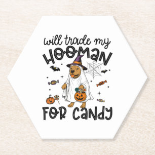 Pitpull Dog Halloween Ghost Spooky Paper Coaster