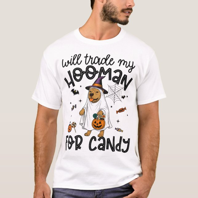 Pitpull Dog Halloween Ghost Spooky T-Shirt (Front)