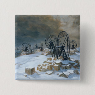 Pits at Gentilly in the Snow, 1879 15 Cm Square Badge