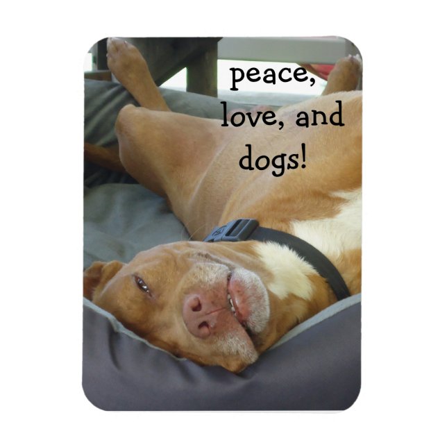 Pittbull Dog - Peace, Love and Dogs Magnet (Vertical)