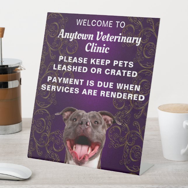 Pittbull Veterinarian Welcome Pedestal Sign (In SItu)