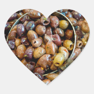 Pitted and Seasoned Black Leccino Olives Heart Sticker