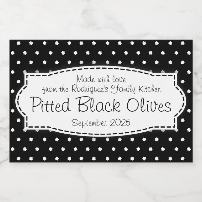 Pitted black olives polka flower label (Single Label)