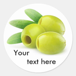 Pitted green olives classic round sticker