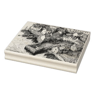 Pittenweem, Fife, Scotland Vintage Sketch Rubber Stamp