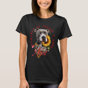 Pittie Aunt Best Pitbull Auntie Cute Sunflower Pit T-Shirt