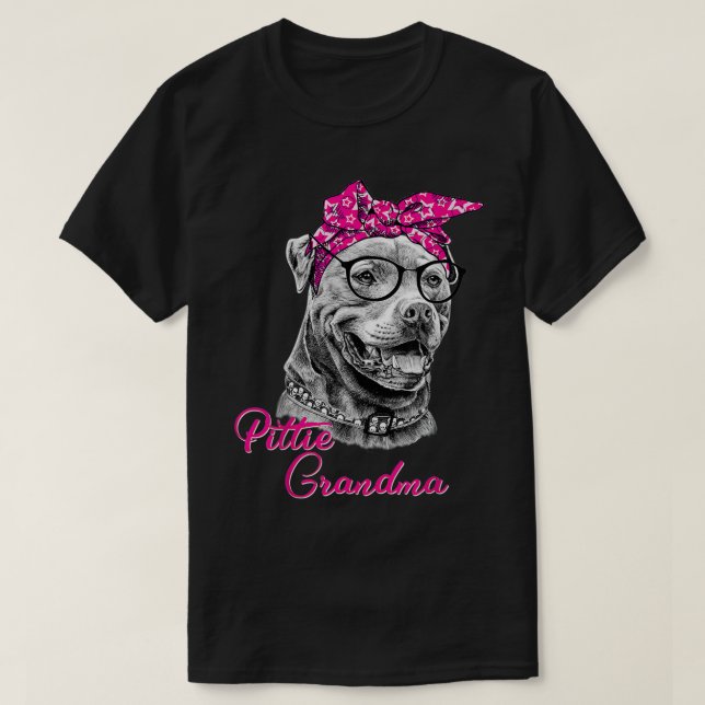 Pittie Grandma  Cute Funny American Pitbull Dog Mo T-Shirt (Design Front)