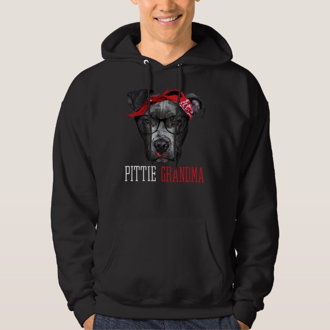 Pittie Grandma Pitbull Granny Dog Lovers Grandmoth Hoodie (Front)