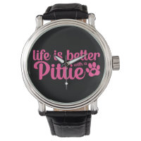 Pittie Mum Life is Better Dog Paw Pink