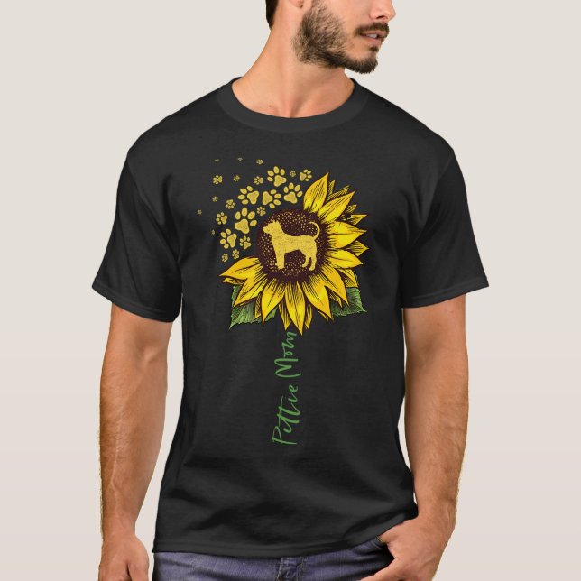 Pittie Mum Sunflower Pitbull Lover Gifts Dog Mum M T-Shirt (Front)
