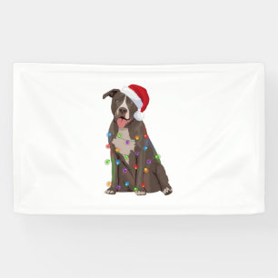 Pittie Pitbull Christmas Lights Xmas Dog Lover Banner