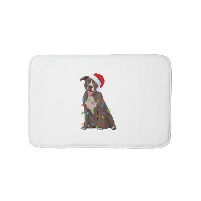 Pittie Pitbull Christmas Lights Xmas Dog Lover  Bath Mat (Front)