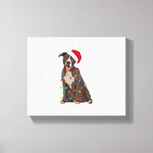 Pittie Pitbull Christmas Lights Xmas Dog Lover  Canvas Print