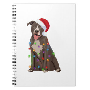 Pittie Pitbull Christmas Lights Xmas Dog Lover  Notebook
